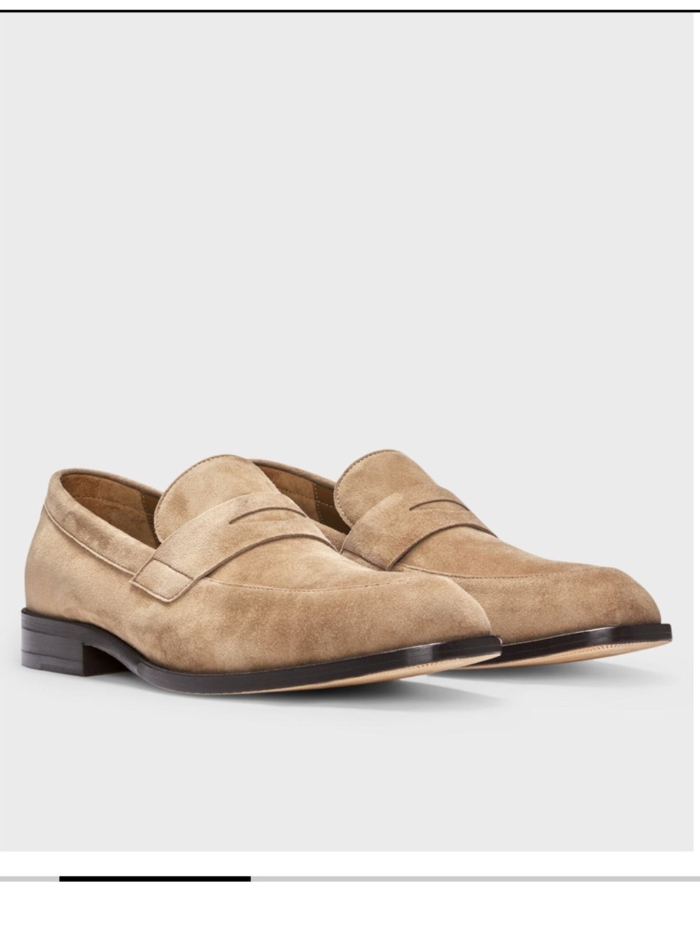 Hugo Boss Suede Limber Penny Loafers in Medium Beige